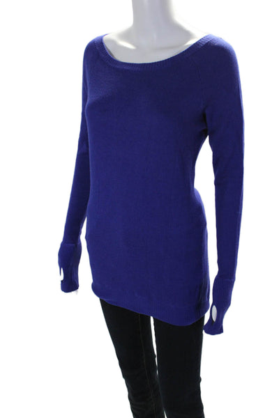 Lululemon Womens Round Neck Long Sleeve Knitted Sweater Top Blue Size M