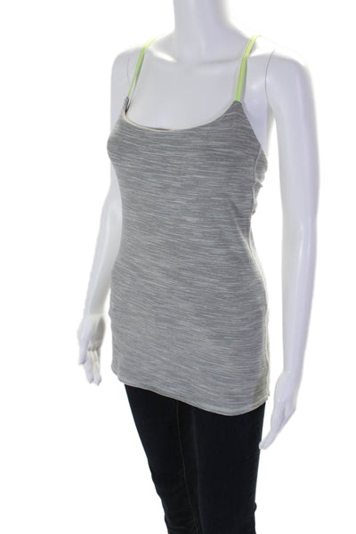 Lululemon Womens Striped Print Strappy Sleeveless Athletic Tank Top Gray Size M