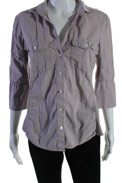 Standard James Perse Women's Long Sleeves Button Down Shirt Purple Size 3