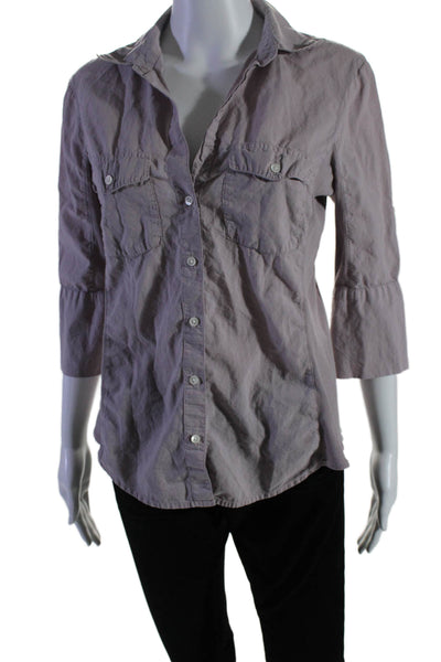 Standard James Perse Women's Long Sleeves Button Down Shirt Purple Size 3