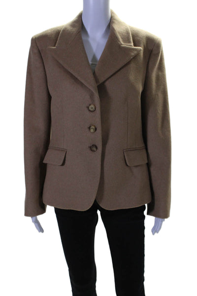 Michael Kors Womens Light Brown Camel Hair Long Sleeve Lined Coat Size 12