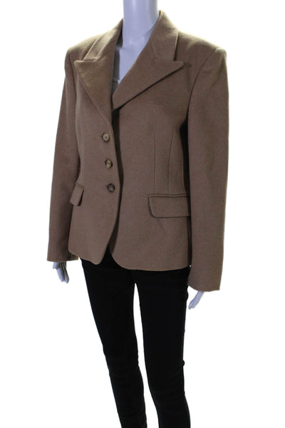 Michael Kors Womens Light Brown Camel Hair Long Sleeve Lined Coat Size 12