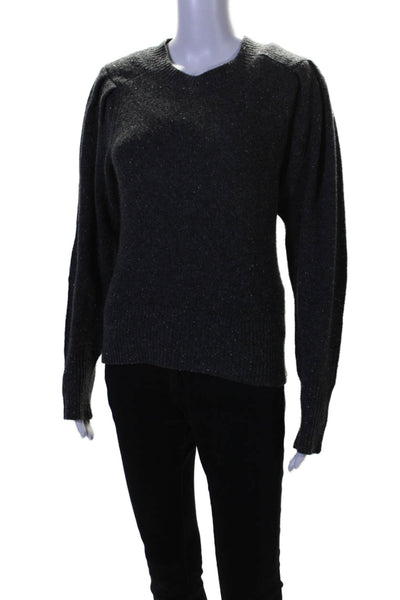 Isabel Marant Womens Long Sleeve Crew Neck Speckled Sweater Gray Cashmere FR 38