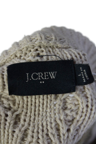 J Crew Mens Wool Cable-Knitted Long Sleeve Pullover Sweater Top Cream Size L