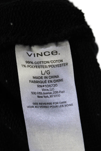 Vince Mens Cotton Spotted Drawstring Long Sleeve Pullover Hoodie Black Size L