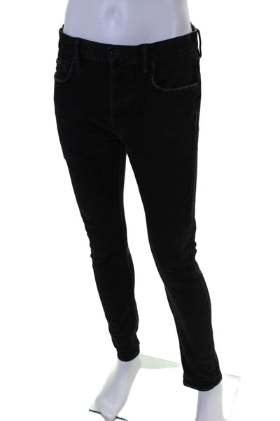 Allsaints Mens Cotton Cigarette Buttoned Skinny Leg Jeans Black Size EUR 32