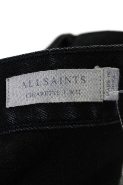 Allsaints Mens Cotton Cigarette Buttoned Skinny Leg Jeans Black Size EUR 32