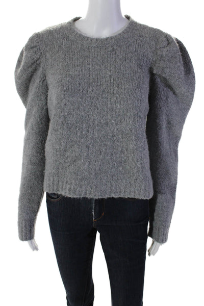 10 Crosby Derek Lam Womens Textured Round Neck Chunky Knit Sweater Gray Size L