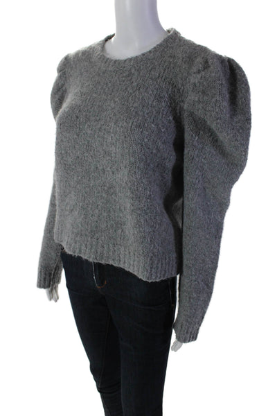 10 Crosby Derek Lam Womens Textured Round Neck Chunky Knit Sweater Gray Size L