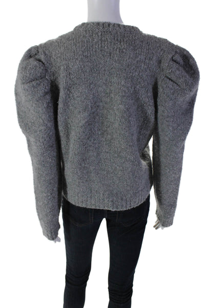 10 Crosby Derek Lam Womens Textured Round Neck Chunky Knit Sweater Gray Size L