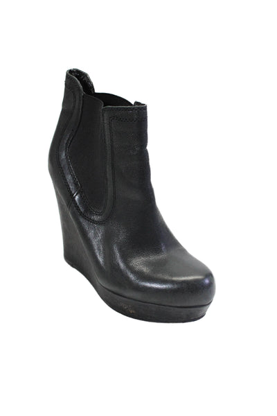 Seychelles Womens Leather Wedged Heel Elastic Ankle Boots Black Size 7