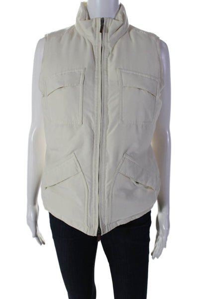 Lauren Ralph Lauren Womens Full Zip Sleeveless Puffer Vest White Size S