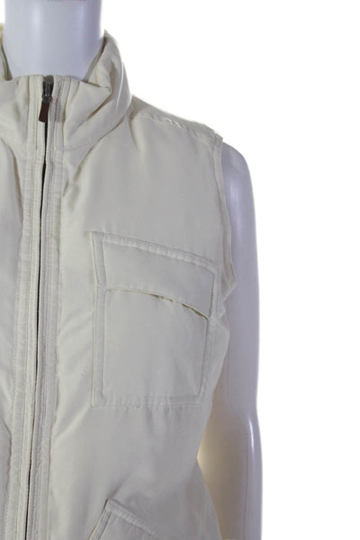 Lauren Ralph Lauren Womens Full Zip Sleeveless Puffer Vest White Size S