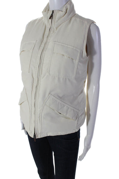 Lauren Ralph Lauren Womens Full Zip Sleeveless Puffer Vest White Size S