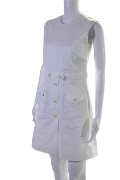 RED Valentino Womens Sleeveless Patch Pockets Button Up Mini Dress White Size 40