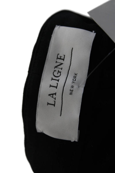 La Ligne Womens Zipper Fly Mid Rise Pleated Trouser Pants Black White Size 4