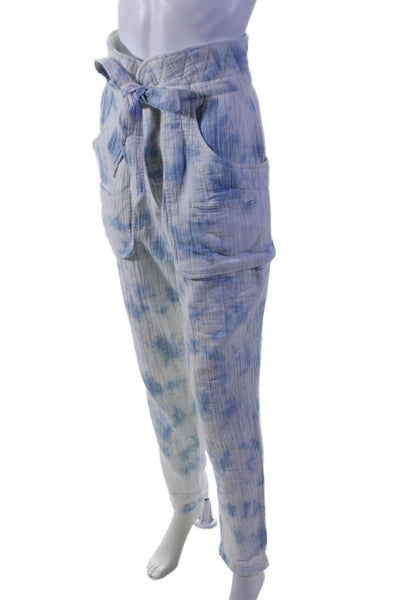 Etoile Isabel Marant Womens Cotton Blend Tie Dye High-Rise Pants Blue Size 34