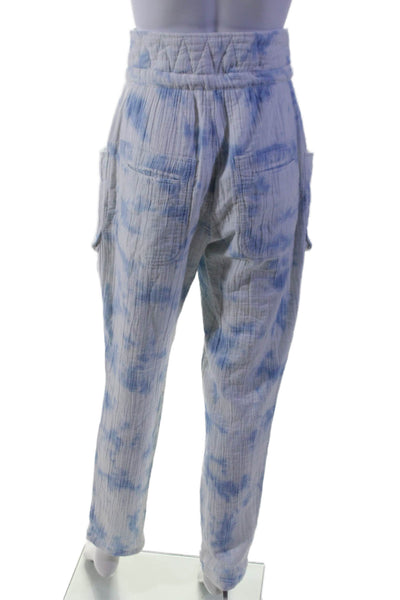 Etoile Isabel Marant Womens Cotton Blend Tie Dye High-Rise Pants Blue Size 34