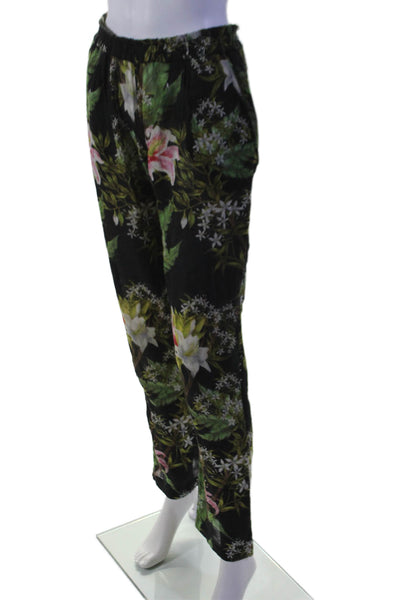 Etoile Isabel Marant Womens Cotton Floral High-Rise Tapered Pants Black Size 34