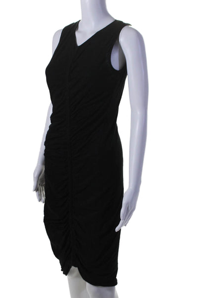 Goldie Womens Ruched V-Neck Sleeveless Maxi Dress Black Size XS