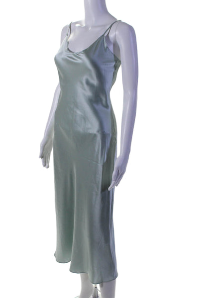 Sablyn Womens Silk Adjustable V-Neck Sleeveless Maxi Dress Light Blue Size XS