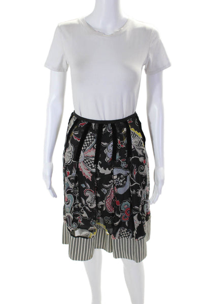 Etro Milano Womens Floral Print Zipped Skirt Black Size M