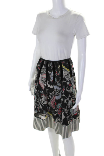 Etro Milano Womens Floral Print Zipped Skirt Black Size M