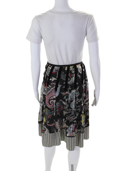 Etro Milano Womens Floral Print Zipped Skirt Black Size M