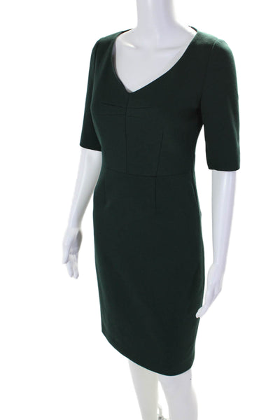 Elie Tahari Womens Zipped Short Sleeve Round Neck Dress Emerald Green Size 2