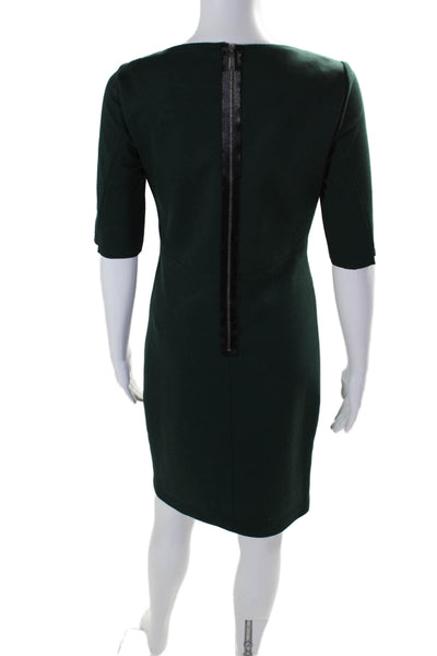 Elie Tahari Womens Zipped Short Sleeve Round Neck Dress Emerald Green Size 2