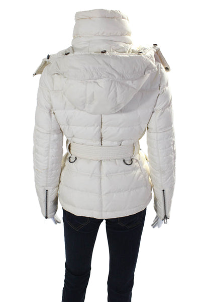 Belstaff Womens Hooded Belted Full Zipper Puffer Jacket White Size EUR 38