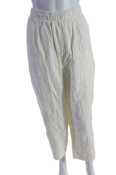 Madewell Womens Cotton Elastic Waist High-Rise Tapered Pants Cream Size XL