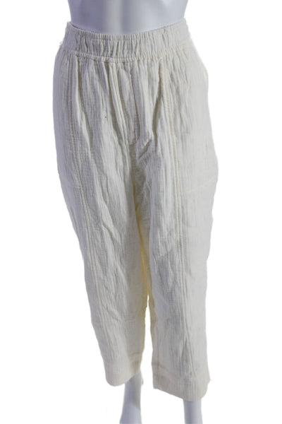 Madewell Womens Cotton Elastic Waist High-Rise Tapered Pants Cream Size XL