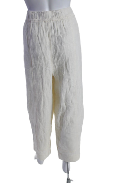 Madewell Womens Cotton Elastic Waist High-Rise Tapered Pants Cream Size XL