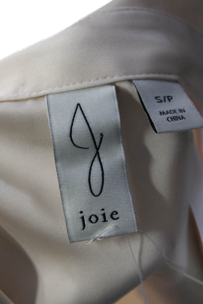 Joie Womens Collared Button Up Long Sleeved Draped Blouse Beige Size S