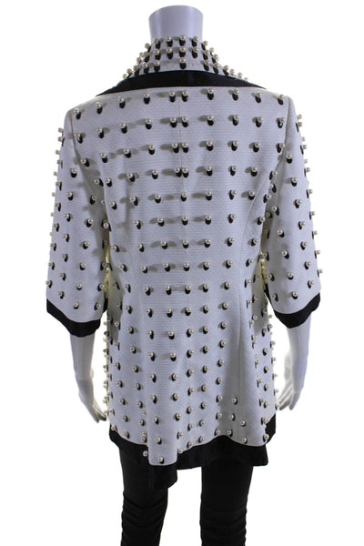 Anrealage Womens Half Sleeve Faux Pearl Layered Jacket White Black Size FR 38