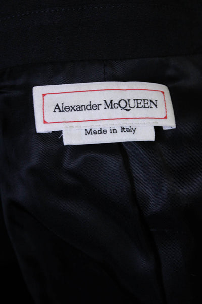 Alexander McQueen Womens Layered Button Pin Embellished Blazer Black Wool IT 38