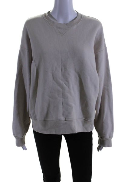 Reformation Womens Long Sleeve Scoop Neck Sweatshirt Beige Cotton Size Medium