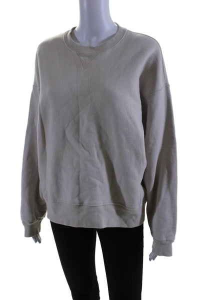 Reformation Womens Long Sleeve Scoop Neck Sweatshirt Beige Cotton Size Medium