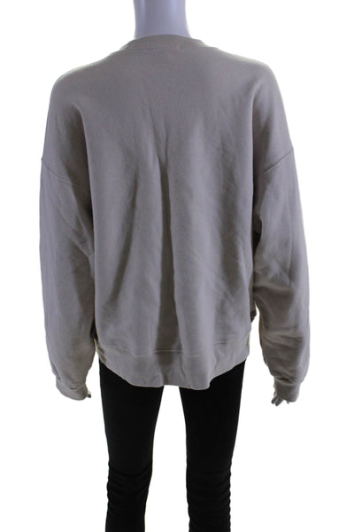 Reformation Womens Long Sleeve Scoop Neck Sweatshirt Beige Cotton Size Medium