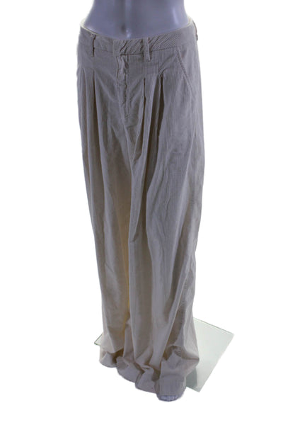 Maeve Anthropologie Womens High Rise Wide Leg Corduroy Pants White Size 6T