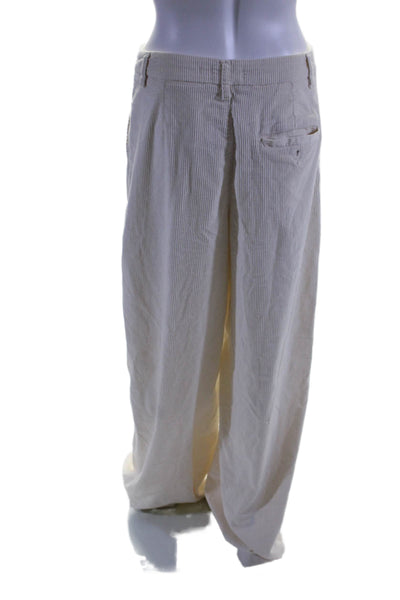 Maeve Anthropologie Womens High Rise Wide Leg Corduroy Pants White Size 6T