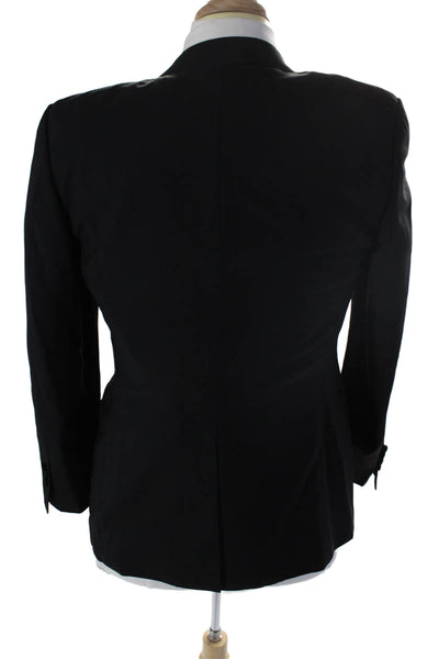 Canali Mens Classic Lapel Two Button Blazer Jacket Black Wool Blend Size 46