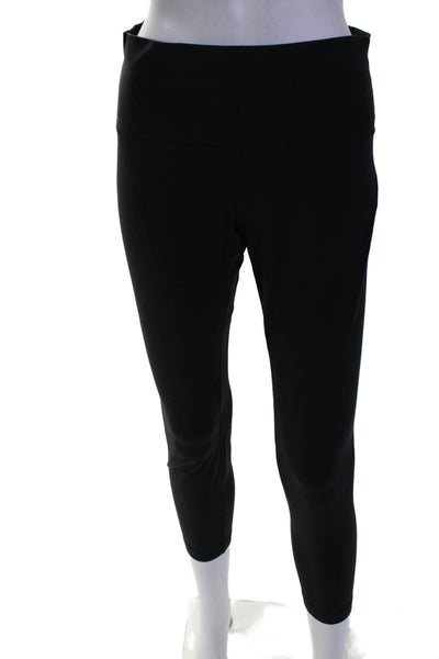 Lululemon Womens Pull On High Rise Solid Black Cropped Pants Leggings Size 10