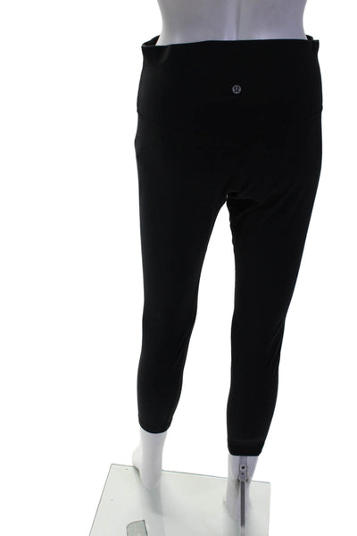 Lululemon Womens Pull On High Rise Solid Black Cropped Pants Leggings Size 10