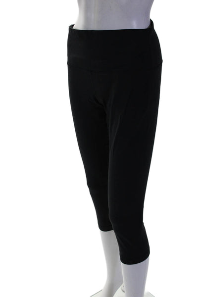 Lululemon Womens Solid Black Pull On High Rise Crop Pants Leggings Size 10