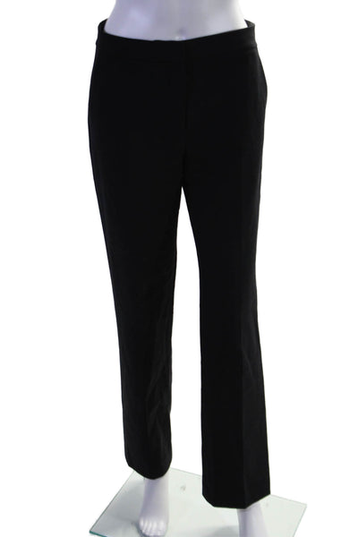 Theory Women's Hook Closure Flat Front Straight Leg Dress Pants Black Size 2