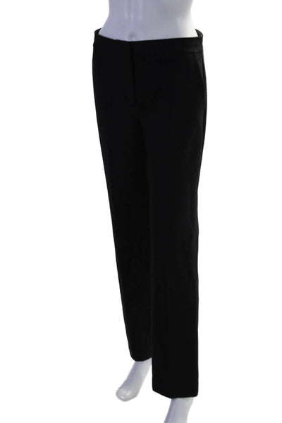 Theory Women's Hook Closure Flat Front Straight Leg Dress Pants Black Size 2