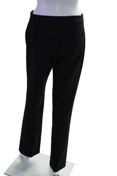 Theory Women's Hook Closure Flat Front Straight Leg Dress Pants Black Size 2