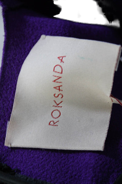 Roksanda Womens Back Zip Long Flare Sleeve Crew Neck Top Purple Wool Size 8